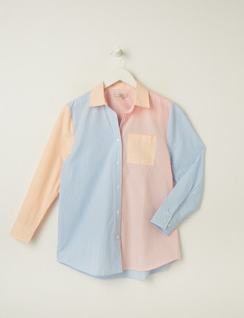 Switch Stripe Colour-block Long Sleeve Shirt, Pink & Blue product photo