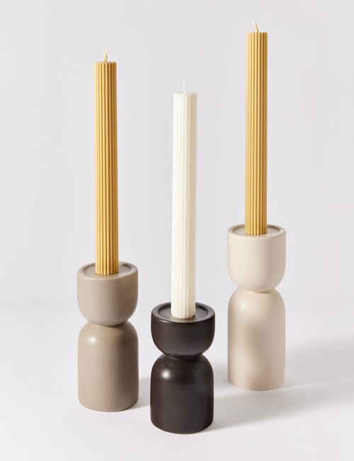 M & Co Rip Candle Stick Holder, Medium, Greige product photo View 04 L