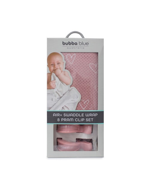 Bubba Blue Air+ Bamboo Wrap & Pram Clip Set, Pink Heart product photo