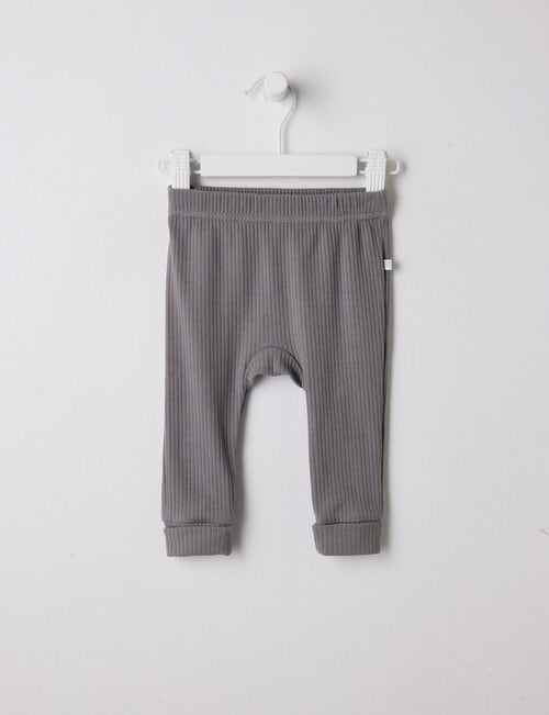 Teeny Weeny Rib Pants, Grey - Pants & Leggings