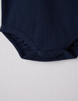Teeny Weeny Rib Short-Sleeve Bodysuit, Navy product photo View 03 S