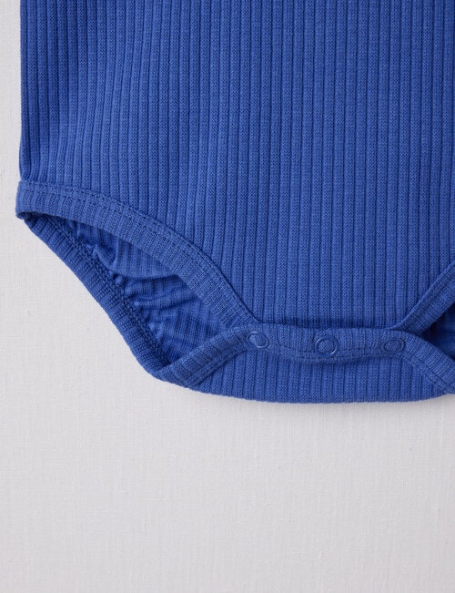 Teeny Weeny Rib Short-Sleeve Bodysuit, Indigo product photo View 03 L
