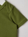 Teeny Weeny Rib Short-Sleeve Bodysuit, Swamp Green product photo View 02 S