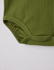 Teeny Weeny Rib Short-Sleeve Bodysuit, Swamp Green product photo View 03 S