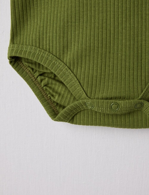 Teeny Weeny Rib Short-Sleeve Bodysuit, Swamp Green product photo View 03 L