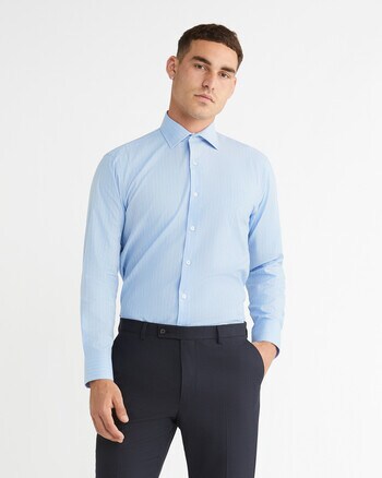 Calvin Klein Slim Fit Dobby Stripe Long-Sleeve Shirt, Blue product photo