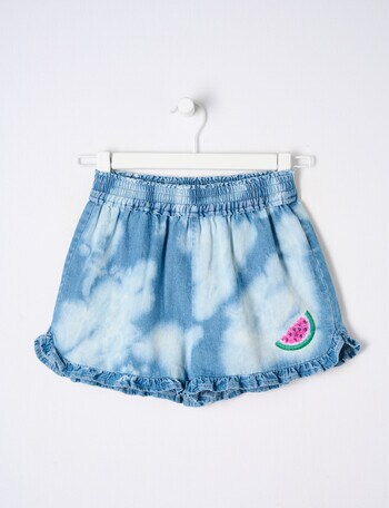 Mac & Ellie Chambray Tie Dye Pull-On Short, Chambray product photo