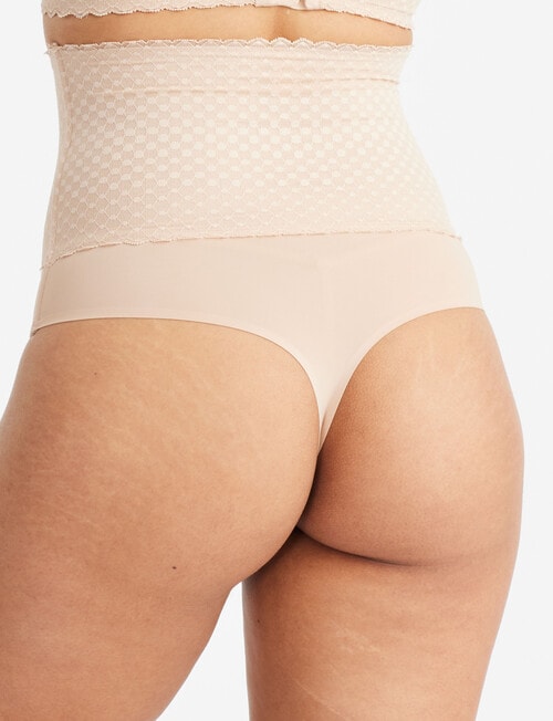 Nancy Ganz Revive Lace High Waist Thong, Taupe product photo View 02 L