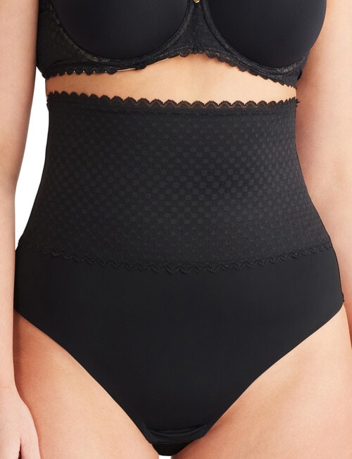 Nancy Ganz Revive Lace High Waist Thong, Black Shapewear