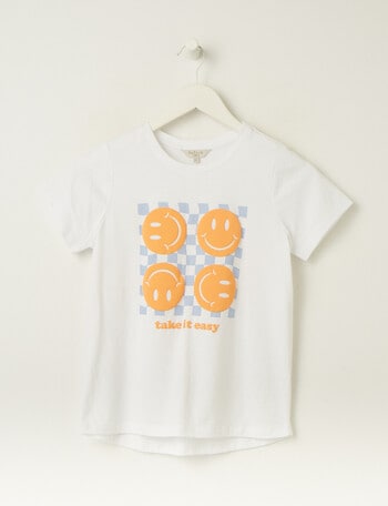 Switch Checker Smiley Faces Short Sleeve Tee, White product photo