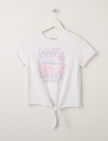Switch Daisy Combi Short Sleeve Tie Front Tee, White product photo