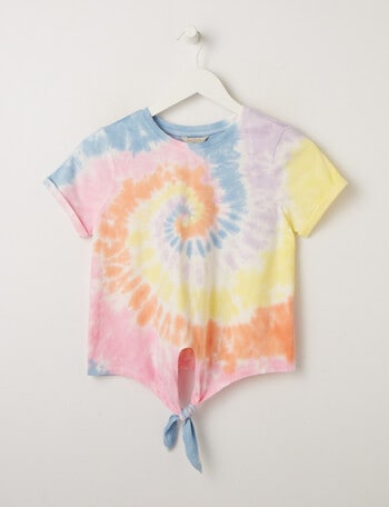 Switch Tie Dye Short Sleeve Tie Front Tee, Bright Swirl product photo