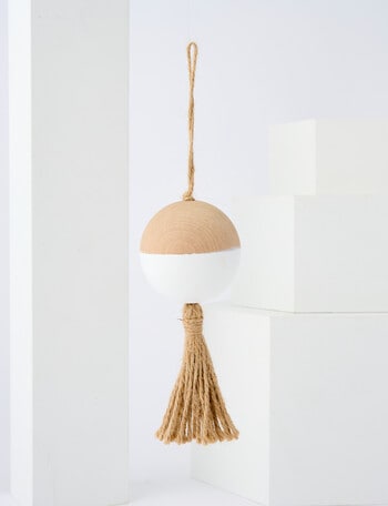 Home Of Christmas Wood Bauble With Tassel, Natural product photo