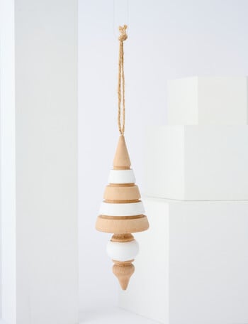 Home Of Christmas Wood Striped Finial, Natural product photo