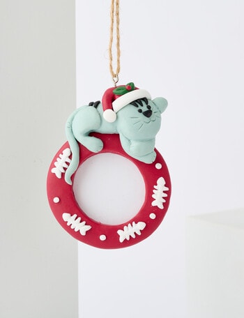Home Of Christmas Clay Kitty Photo Frame Ornament product photo