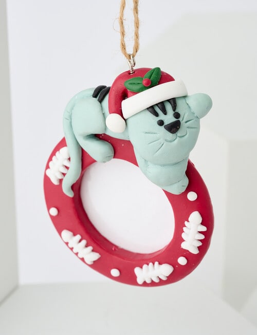 Home Of Christmas Clay Kitty Photo Frame Ornament product photo View 02 L