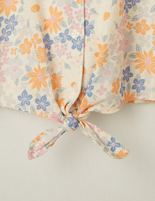 Switch Tie Front Shirt Floral, Cream product photo View 04 L