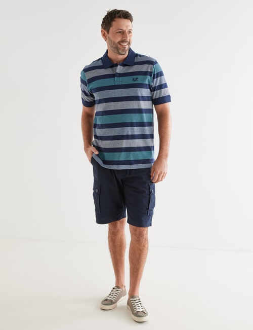 Line 7 Terry Short Sleeve Polo Shirt, Teal product photo View 03 L