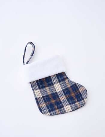 Home Of Christmas Plaid Mini Stocking, French Navy product photo