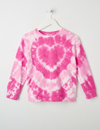 Switch Heart Tie Dye Relaxed Jumper, Fuchsia product photo
