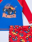 Teeny Weeny Little Monster Long-Sleeve 2-Piece Rash Set, Blue product photo View 02 S