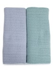 Bubba Blue Bamboo Nordic Cellular Blanket, 2-Pack, Mint & Sky product photo View 02 S