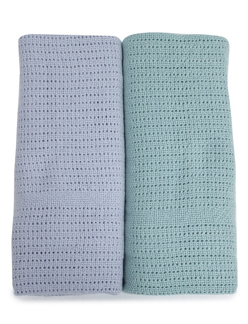Bubba Blue Bamboo Nordic Cellular Blanket, 2-Pack, Mint & Sky product photo View 02 L