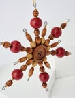 Home Of Christmas Wooden Bead Snowflake, Red product photo View 02 S