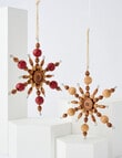 Home Of Christmas Wooden Bead Snowflake, Red product photo View 03 S