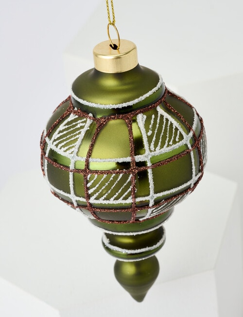 Home Of Christmas Plaid Glass Finial, Olive product photo View 02 L