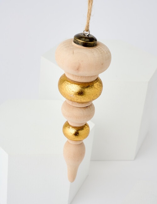 Home Of Christmas Vintage Wood and Gold Finial, 20cm product photo View 02 L