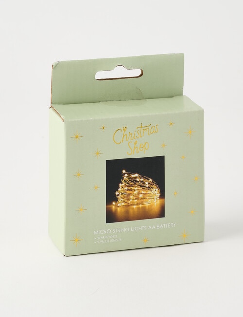 Christmas Shop Micro String Lights, AA Battery, Warm White product photo View 02 L