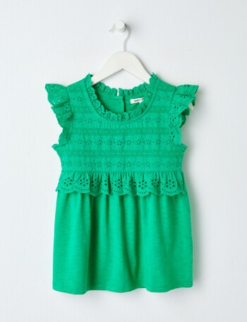 Mac & Ellie Broderie Frill Sleeve Top, Emerald product photo