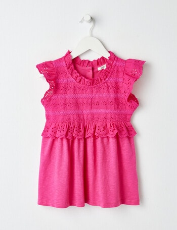 Mac & Ellie Broderie Frill Sleeve Top, Fuchsia product photo