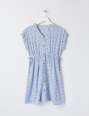Switch Floral Short Sleeve Dress, Cornflower Blue product photo
