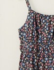 Switch Linen Blend Shirred Dress Floral, Black product photo View 04 S
