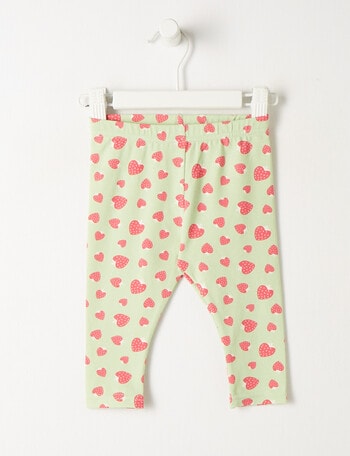Teeny Weeny Flower Party Strawberry Leggings, Green product photo