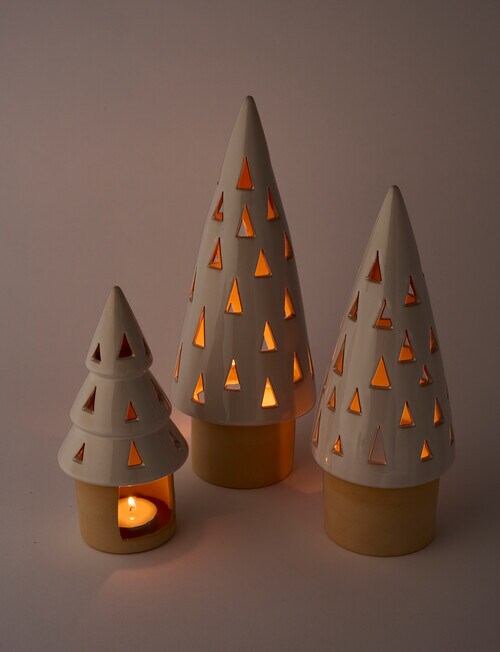 Home Of Christmas Ceramic Tea Light, Tree, 21cm, White Room Decorations