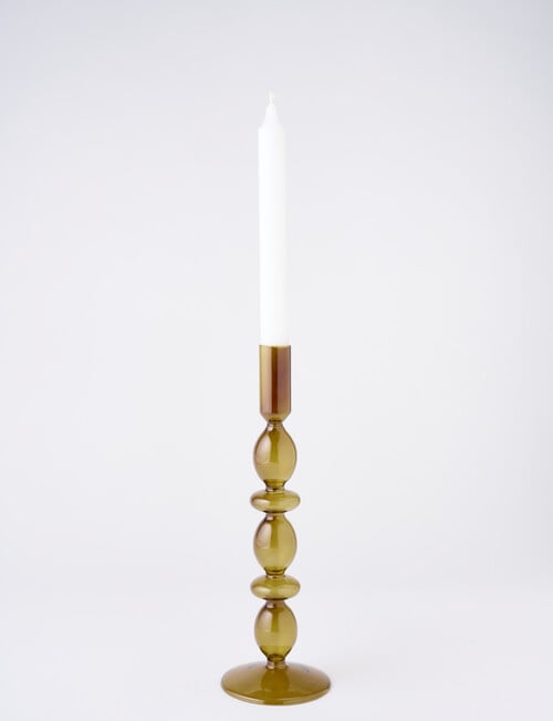 M&Co Glass Candlestick Holder, Amber product photo View 02 L