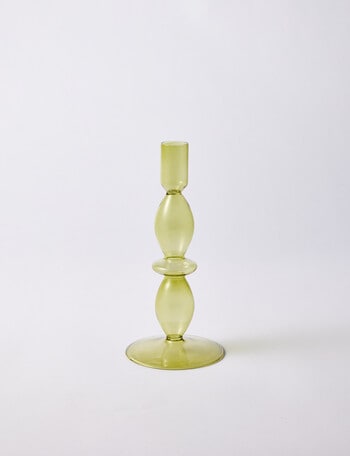 M&Co Glass Candlestick Holder, Olive product photo