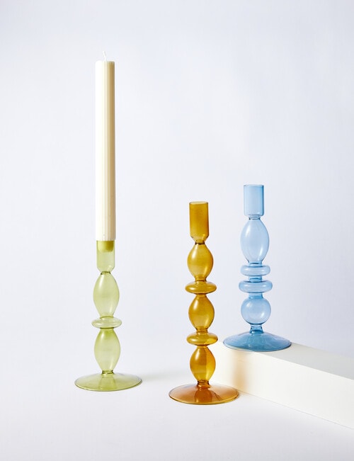 M&Co Glass Candlestick Holder, Sea product photo View 04 L