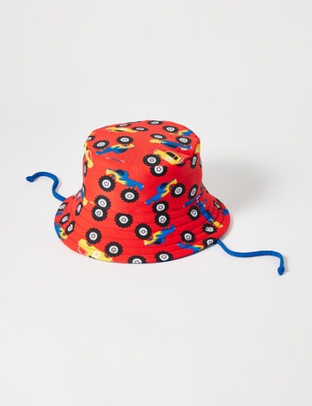 Teeny Weeny Little Monster Truck Reversible Bucket Hat, Red & Blue product photo