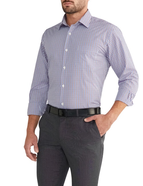 Van Heusen Mid Check Long Sleeve Classic Shirt, Brown product photo View 02 L