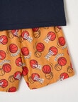 Sleep Mode Basketball Knit Woven PJ Set, Navy & Mandarin, 2-8 product photo View 03 S