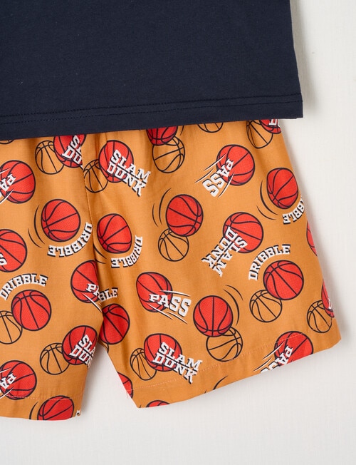 Sleep Mode Basketball Knit Woven PJ Set, Navy & Mandarin, 2-8 product photo View 03 L