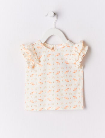 Teeny Weeny Flower Party Frill Tee, White product photo