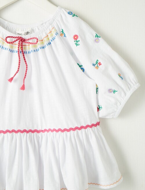 Mac & Ellie Embroidered Puff Sleeve Top, White product photo View 04 L
