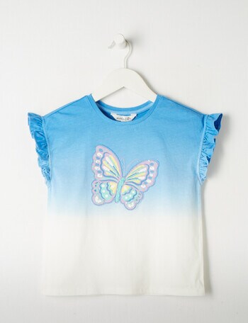 Mac & Ellie Butterfly Ombre Frill Short Sleeve Tee, Tranquil Blue product photo