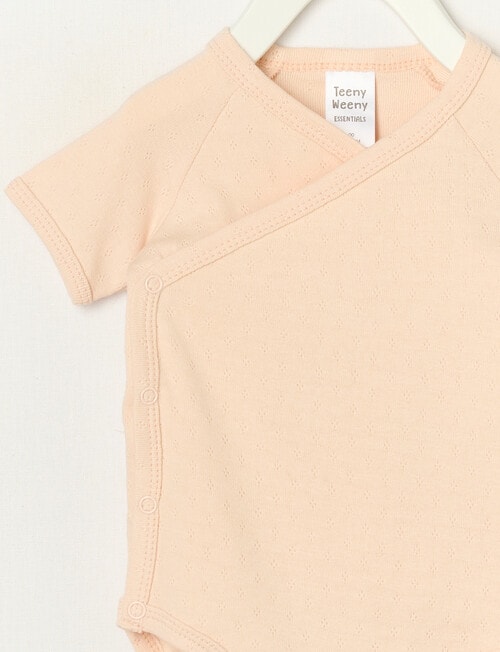 Teeny Weeny Pointelle Short-Sleeve Bodysuit, Hint of Pink product photo View 02 L
