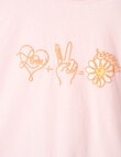 Sleep Squad Peace + Love = Happiness Knit Short PJ Set, Pink, 8-16 product photo View 02 S